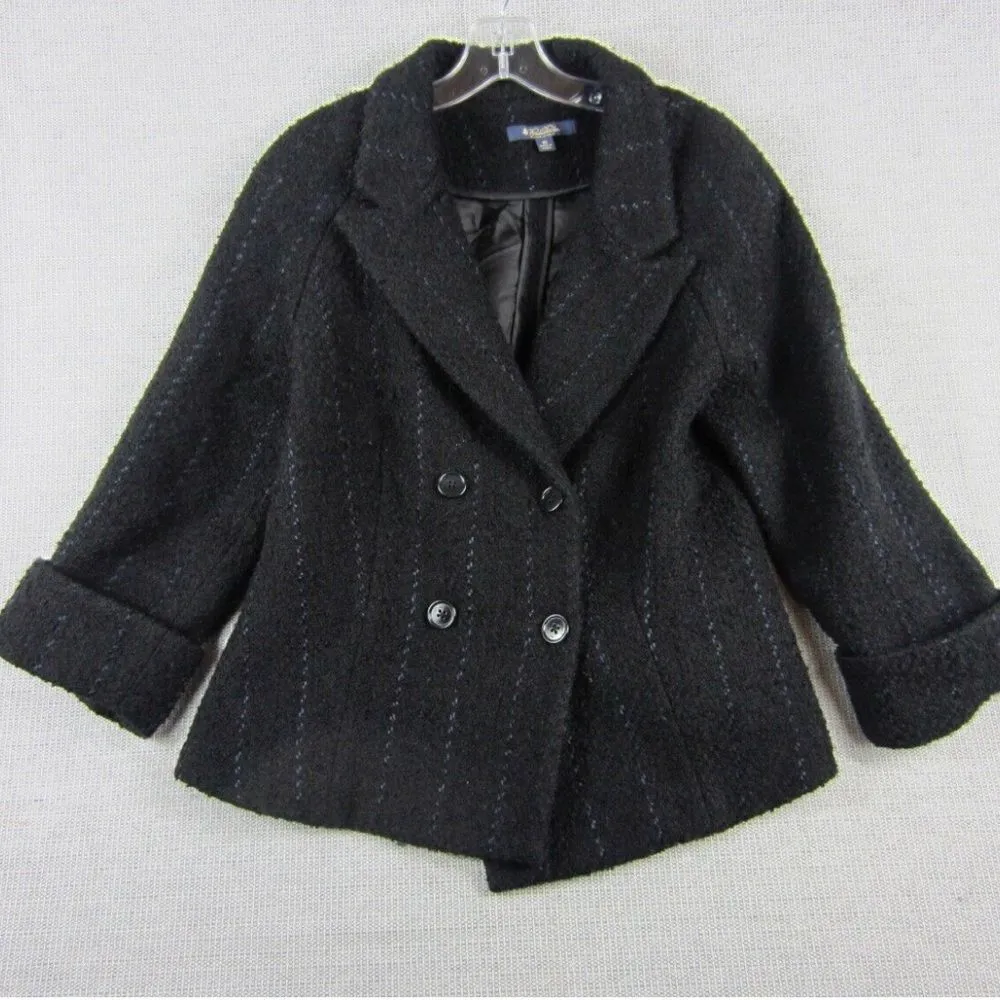 Brooks Brothers 100% Wool Double Breasted Cropped Trench Coat Women’s‎ 8 - Image 2
