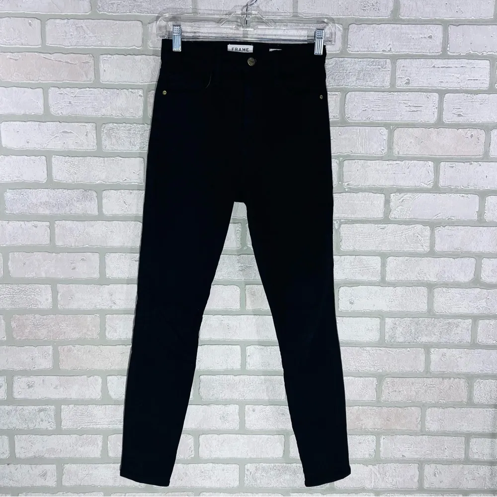 Frame Denim Ali High Rise Cigarette Leg Jeans in Noir Black Wash Size 26 - Image 4