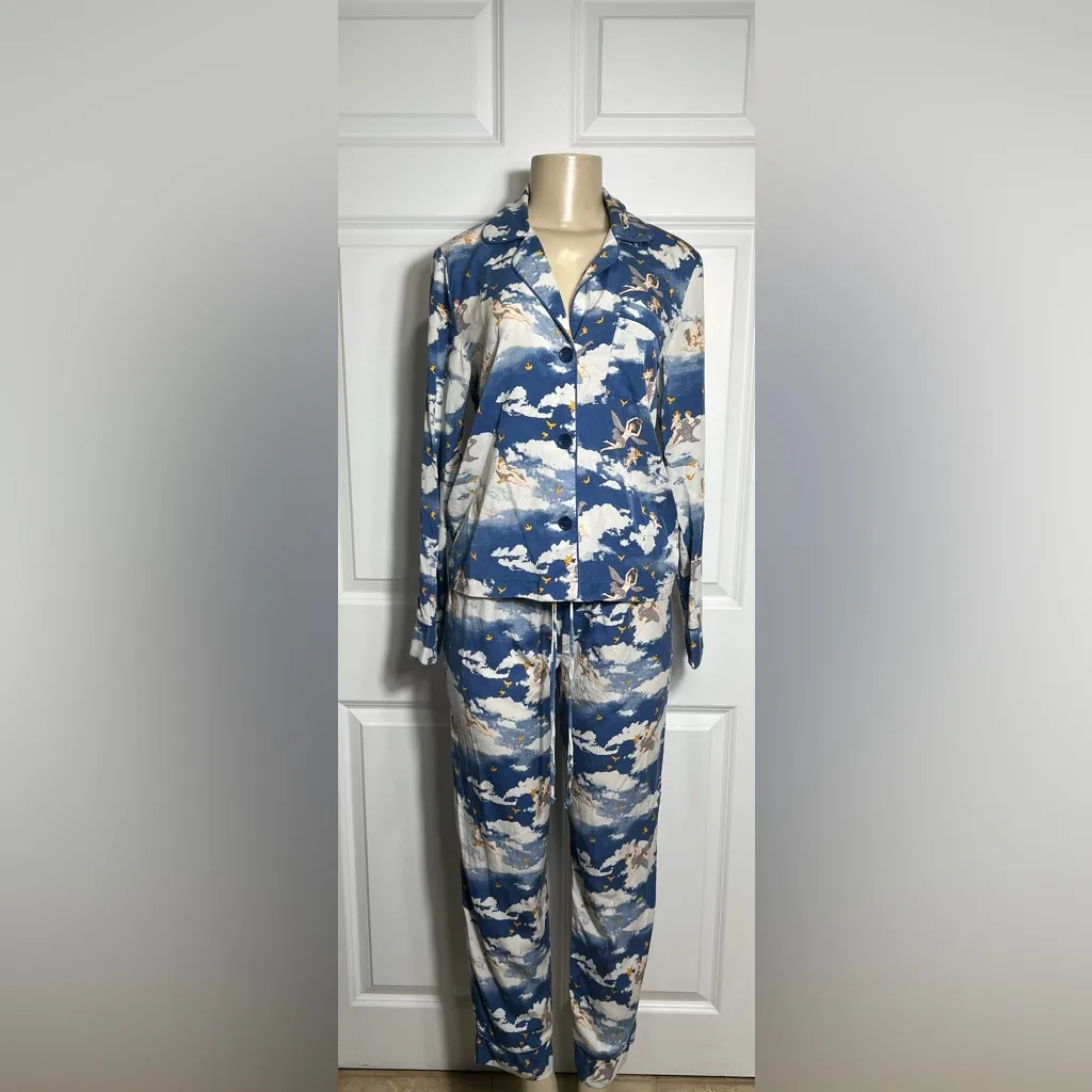 Reformation Angel Clouds Heaven Cherub Whimsical Print Classic Pajama PJ Set - Image 6