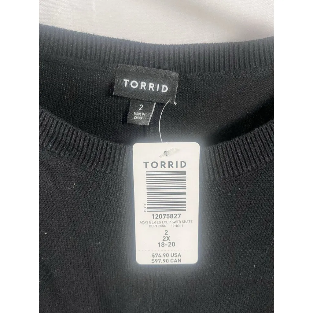 Torrid Black Mini Sweater Long Sleeve Lace Up Fit N Flare Dress 2X 18-20 NWT - Image 7