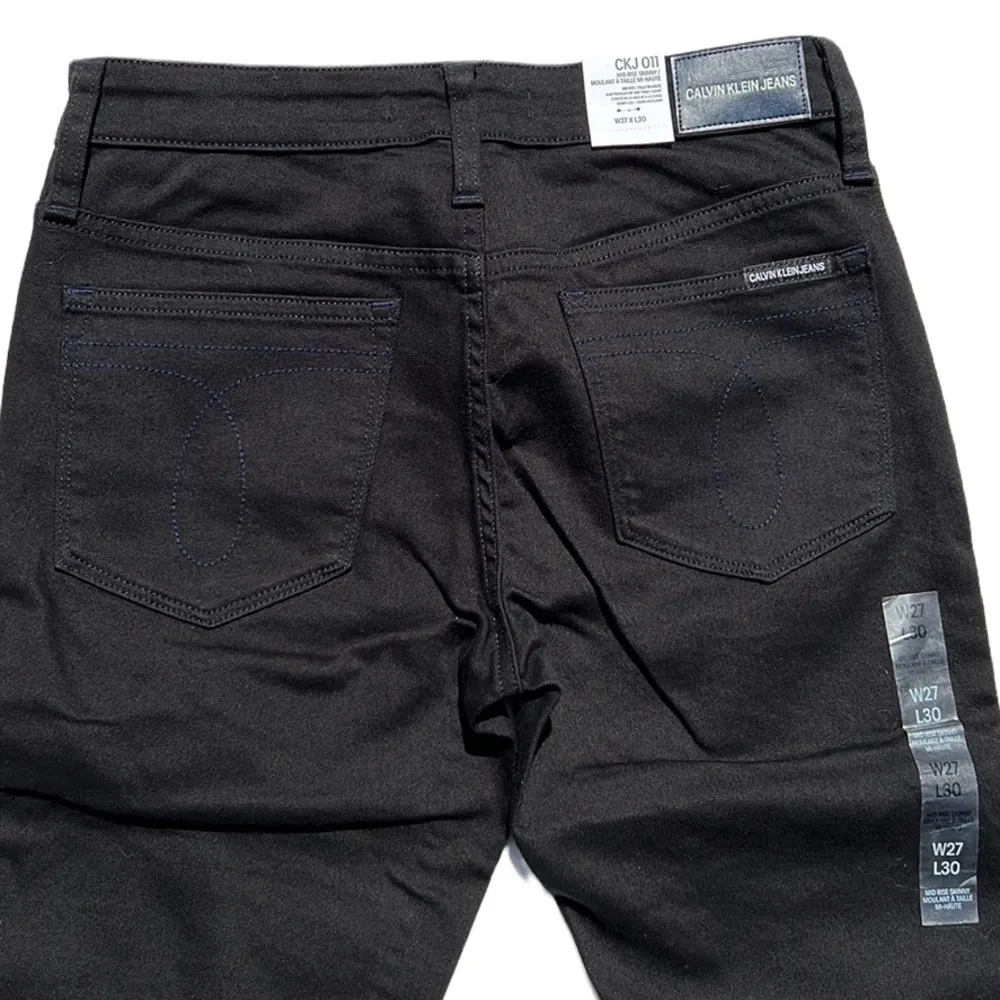 Calvin Klein Jeans Mid Rise Skinny Distressed Patch Black Jeans Size 27X30 New - Image 10