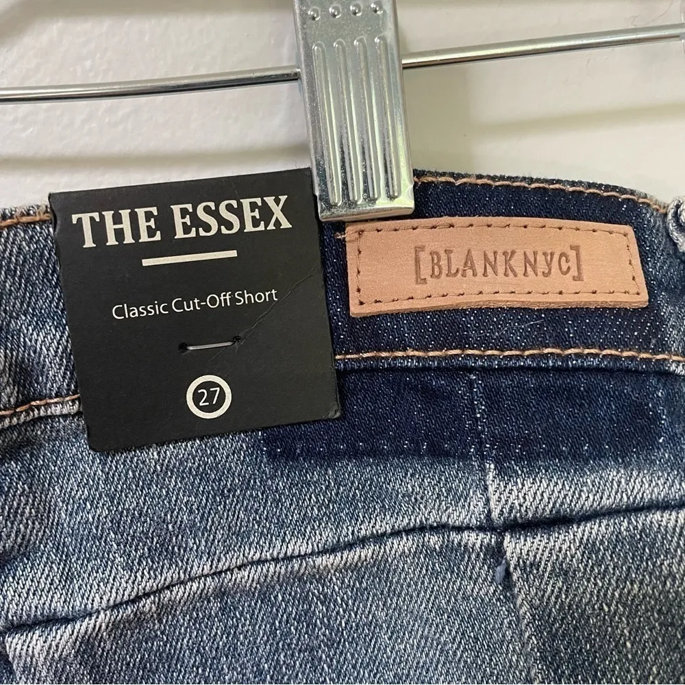 BlankNYC Essex Jean Shorts 27 NWT Midtown Madness Denim Paneled Patchwork Frayed - Image 6