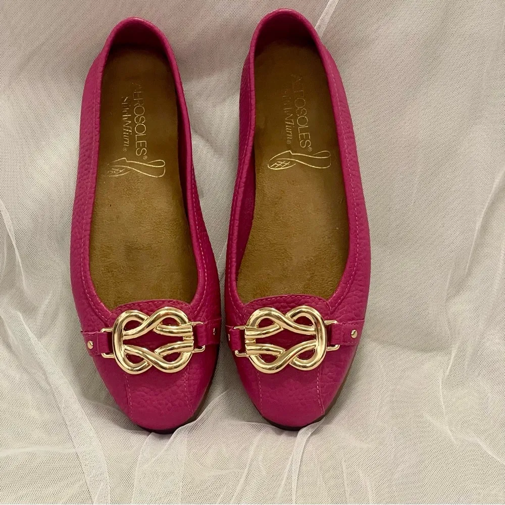 AEROSOLES® Big Bet Flat Shoes in pink leather, size 6 - Image 8