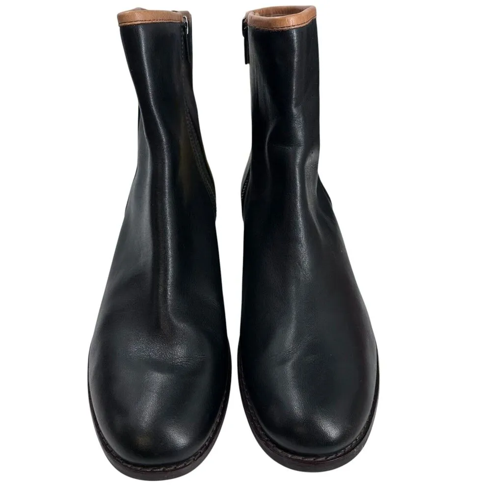 Timberland Bootie Sz 9 M Flora Black Leather‎ Stacked Heel Floral Laser Cutout - Image 2