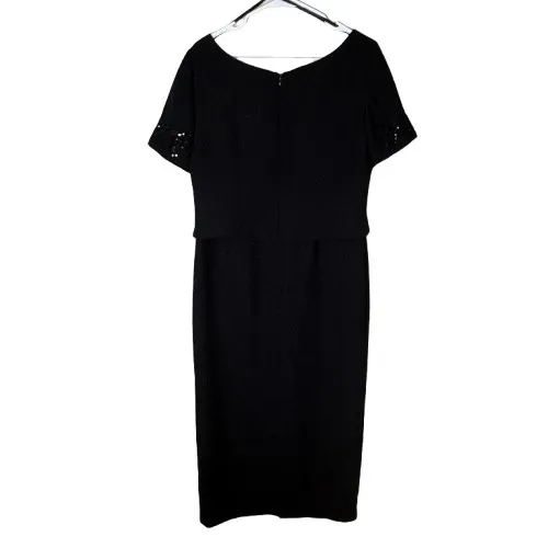 Worthington Black Midi Sheath Dress Short Sleeve Beaded Accent Cocktail Size 10 - Image 4