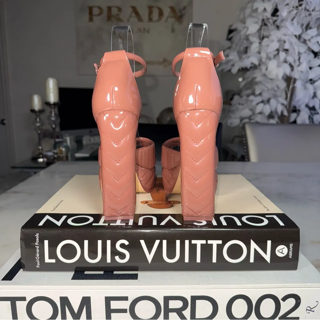 New ALDO Milena Mauve Quilted Patent Pillow Platform Heels Ankle Strap Womens 6 - Image 5