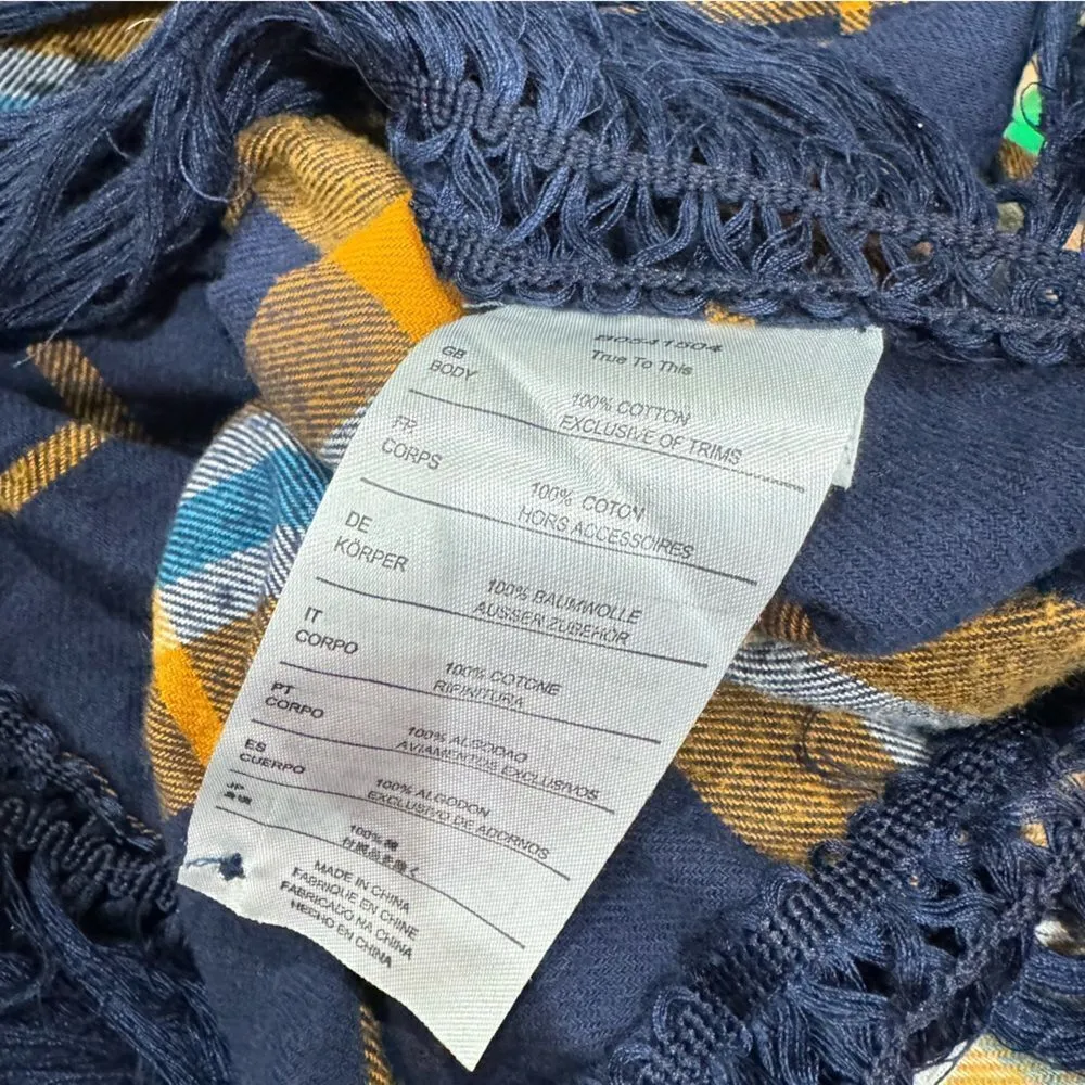 Volcom Yellow Blue Plaid Poncho Top Women’s XS/Small - Image 3