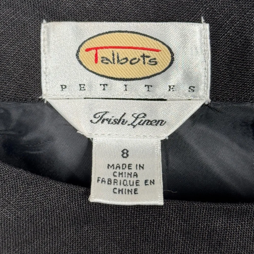 Talbots Dress Black Irish Linen Floral Embroidered Maxi Minimalist Size 8 Petite - Image 7