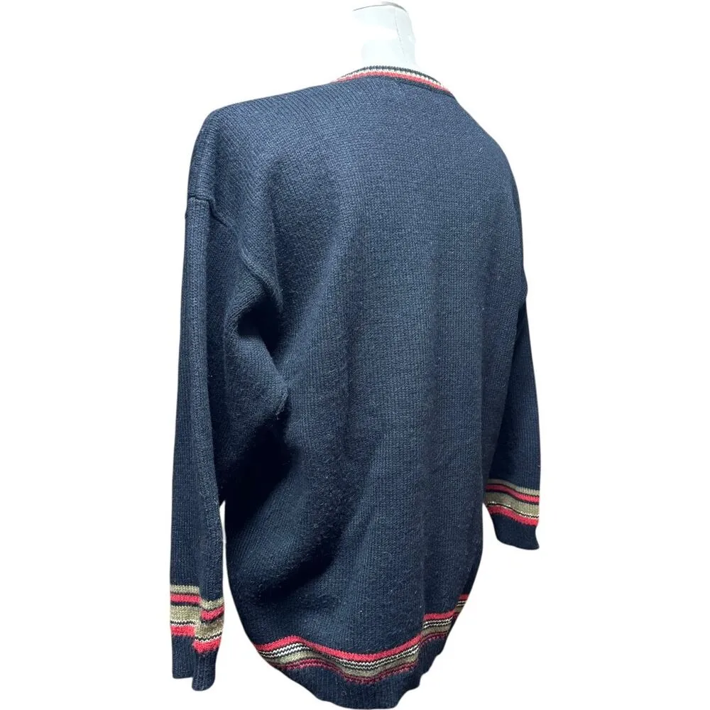 Sue Brett Collection Vintage Tassel Sweater Black Red Gold Silver Medium - Image 3