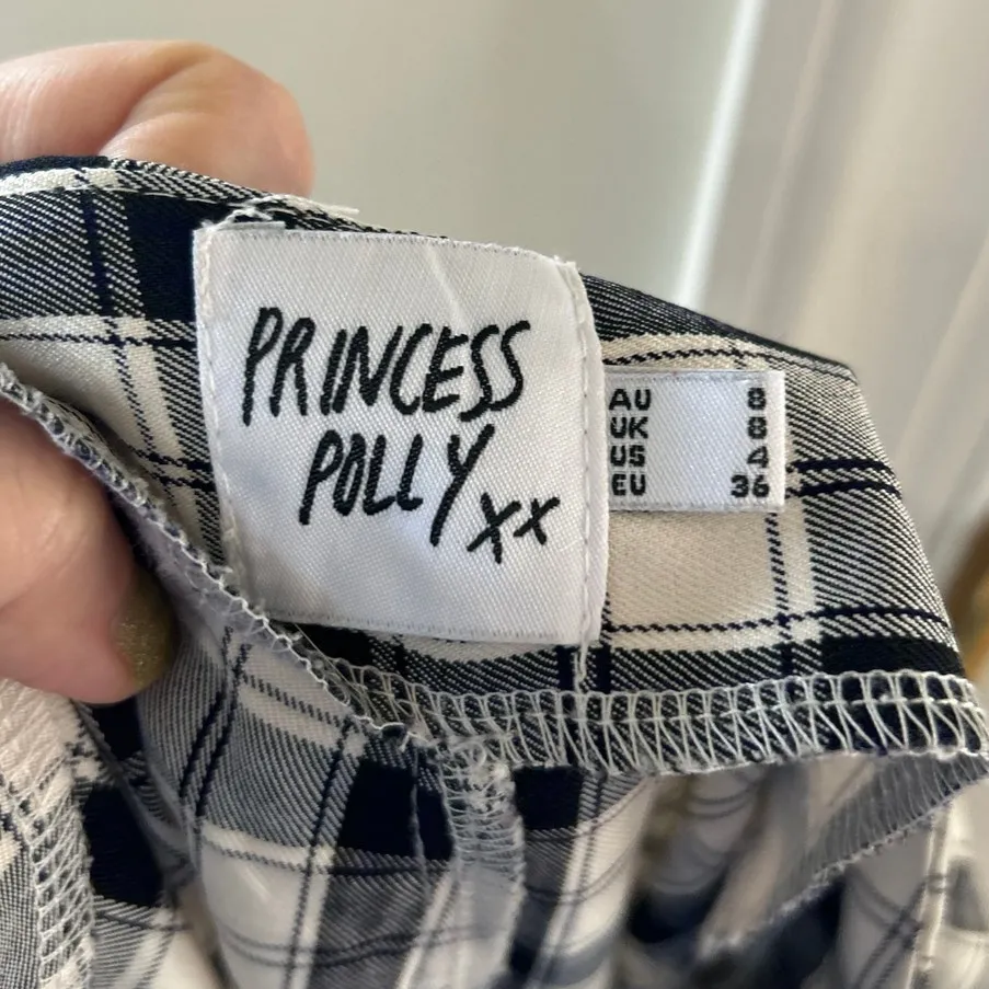 Princess Polly Wide Leg Black & White Plaid Trouser Pants Grunge Punk Whimsygoth - Image 4