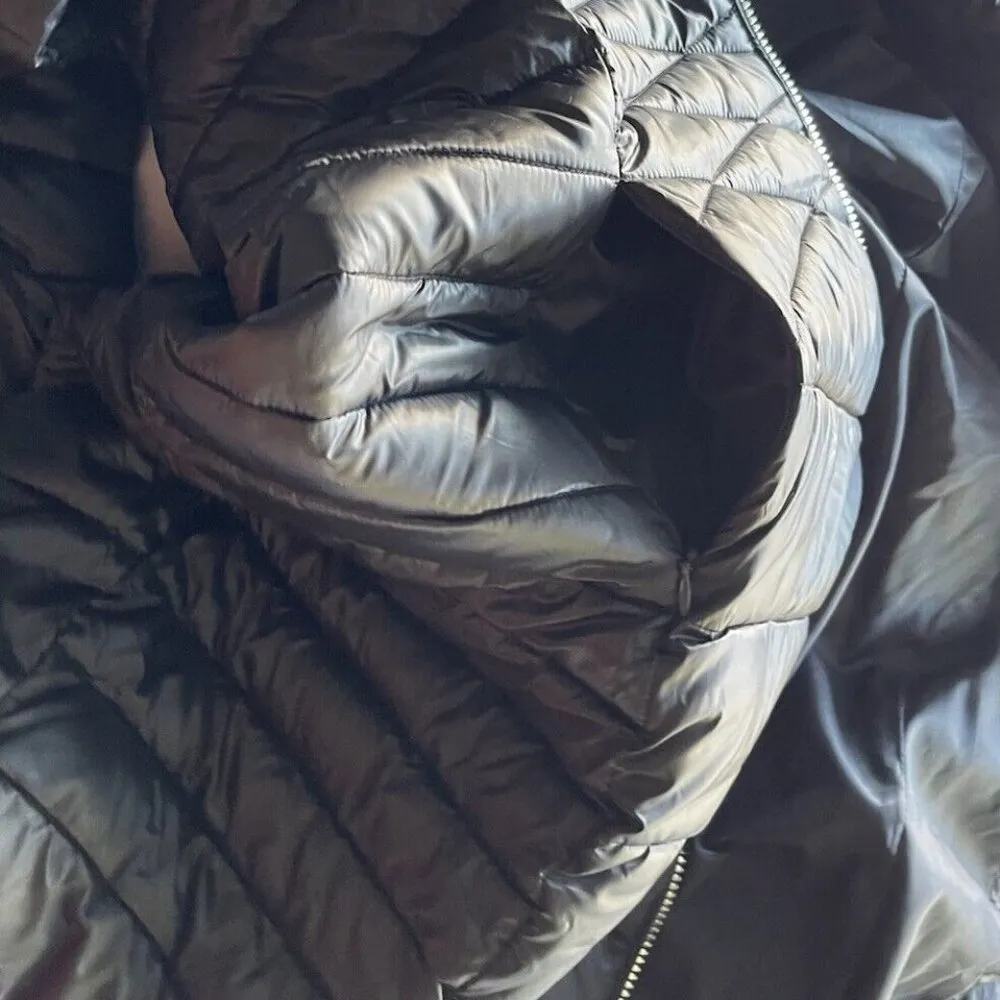 Karl Lagerfeld Packable Puffer Jacket Quilted Hooded Waist Coat Women’s Sz S - Image 14