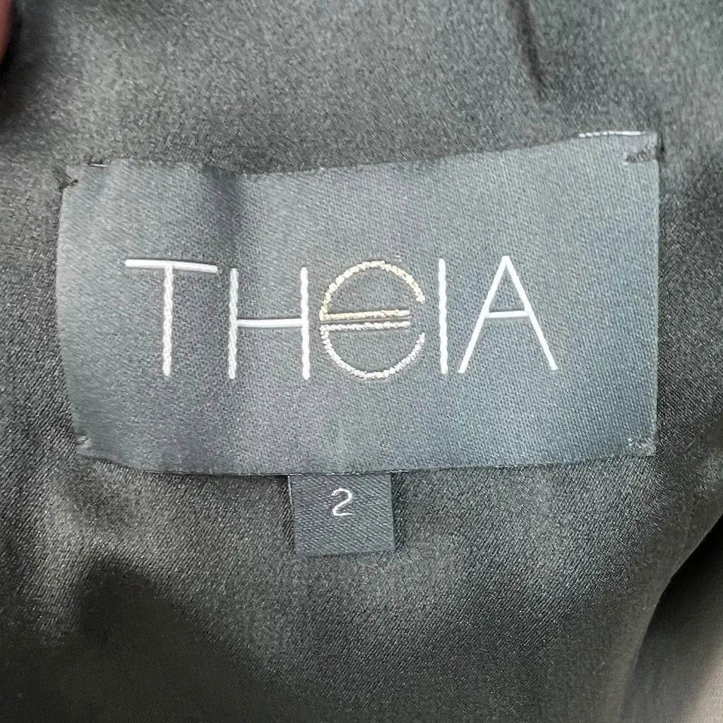 Theia Sheath Abstract Plaid Cocktail Dress Size 2 Gold Black Cap Sleeve Luxury - Image 8