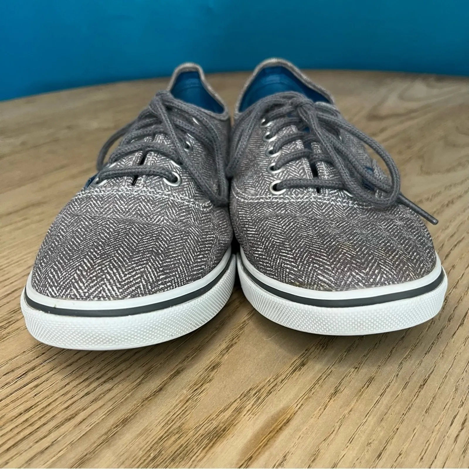 Vans Classic Old Skool Low Cut Lace Up Sneakers Herringbone Gray M 7/ W 8.5 - Image 6