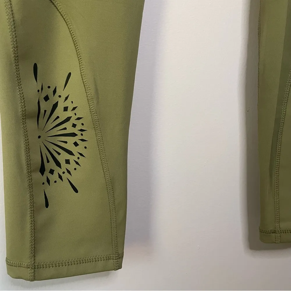 Catherine Malandrino Athletic Yoga Leggings Full Length Boho Black Tan Large - Image 4