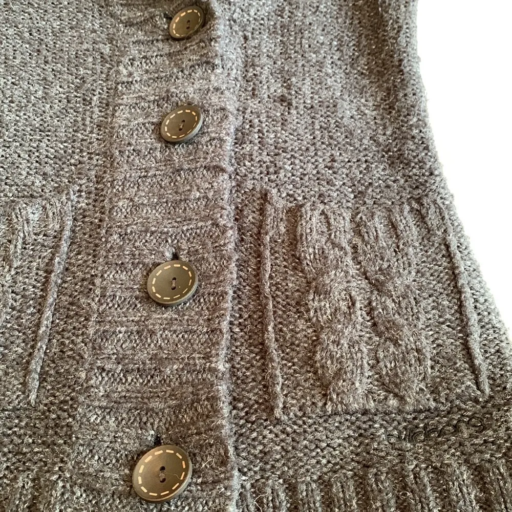 Billabong Charcoal Chunky Knit Front Button Cardigan Sweater Size Medium - Image 6