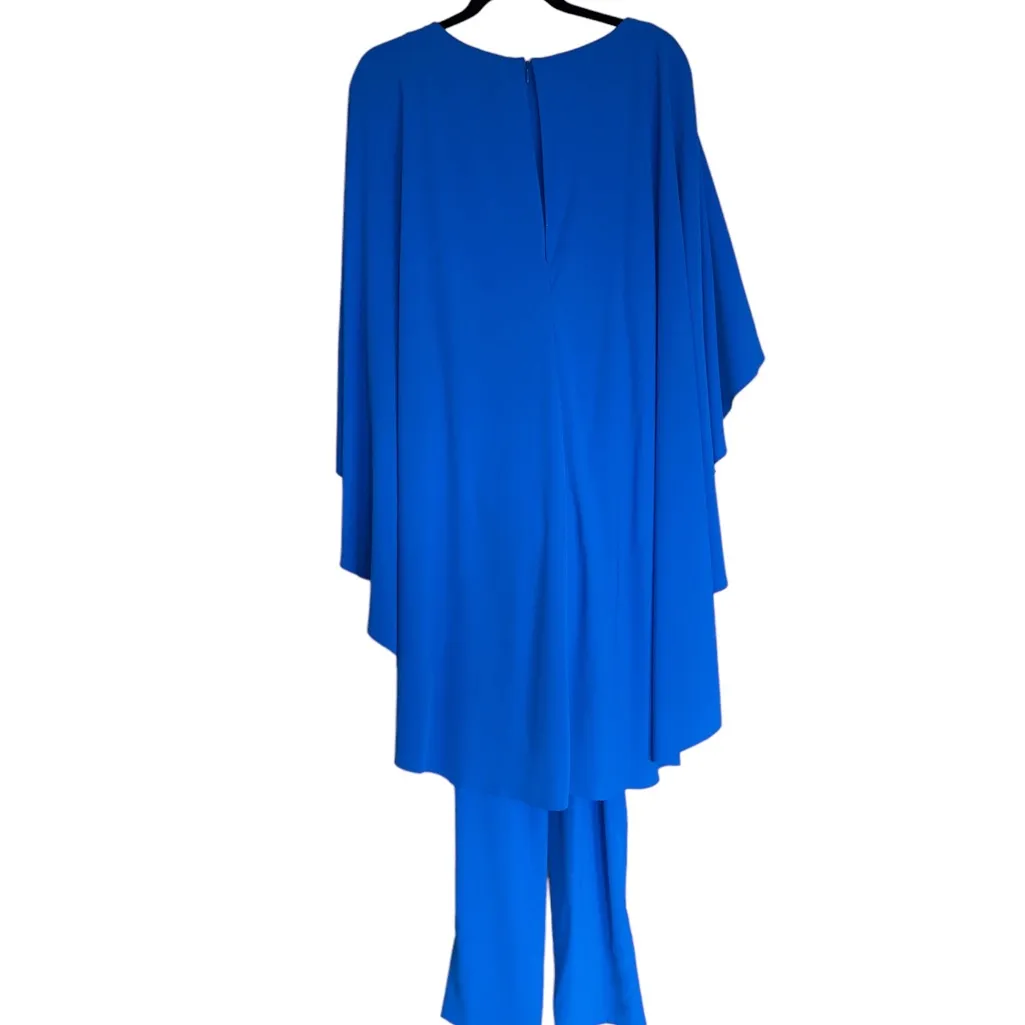 NWT LAUREN RALPH LAUREN Tropic Royal Georgette Cape Jumpsuit SZ - Image 7