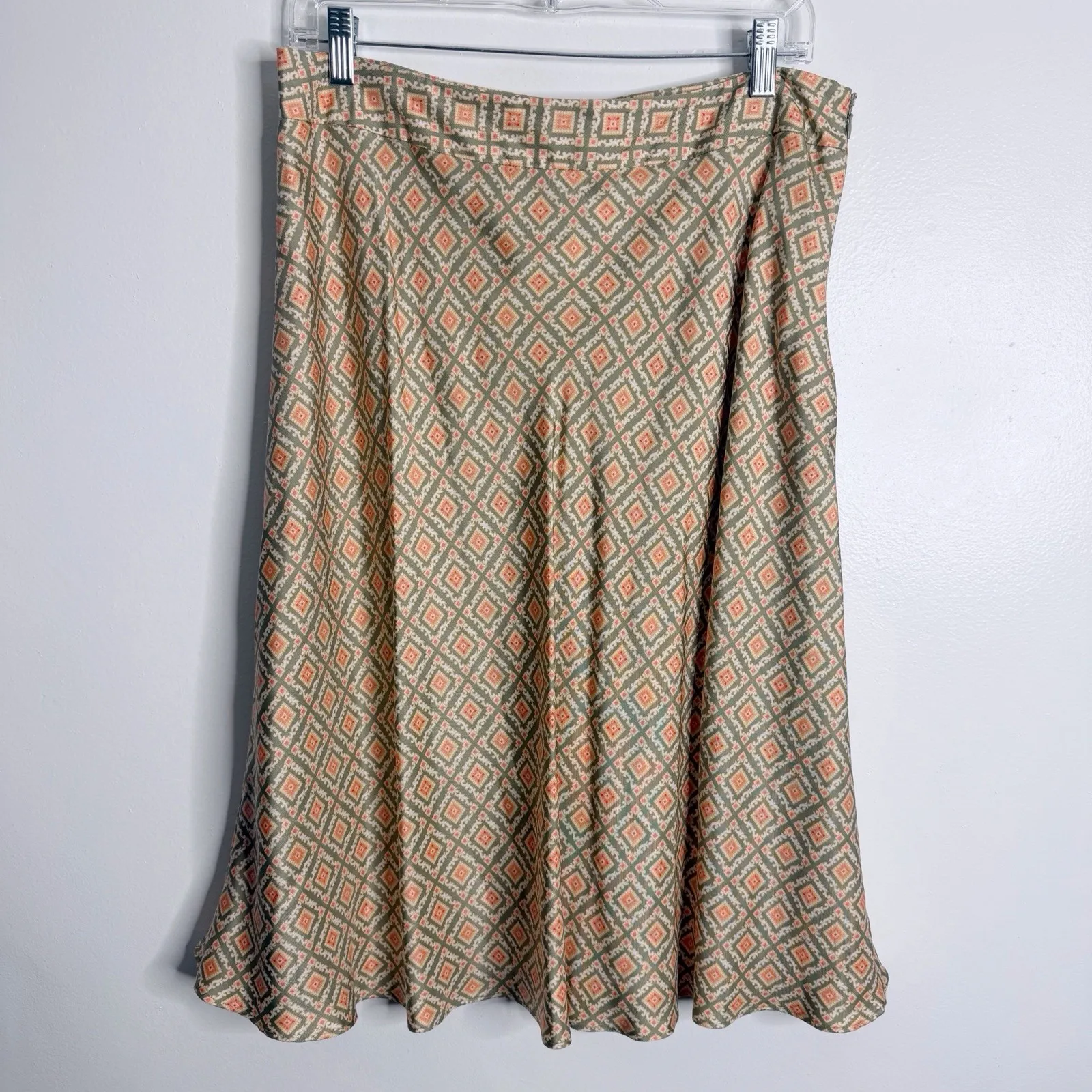 Valerie Stevens Silk Geometric Print A-Line Skirt Size 12 Boho Preppy Chic - Image 2