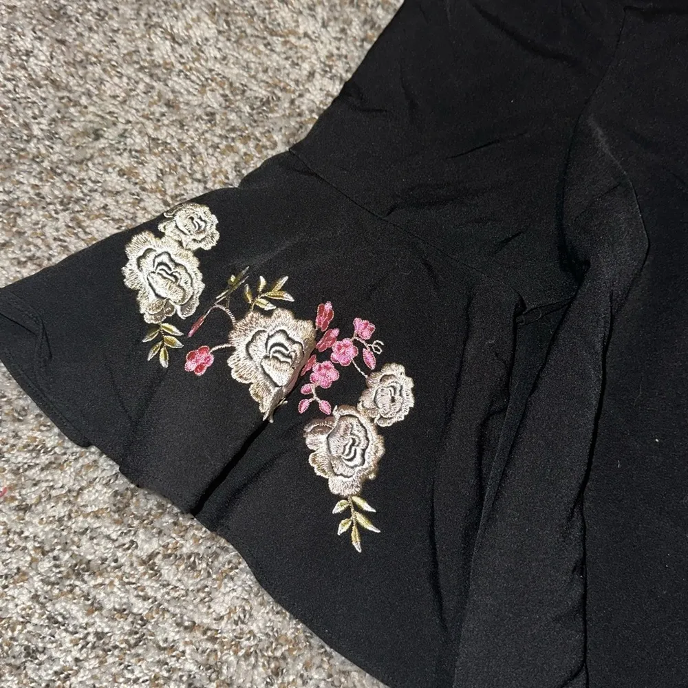 Jennifer Lopez Black Embroidered Floral Sundress Dress - Image 2