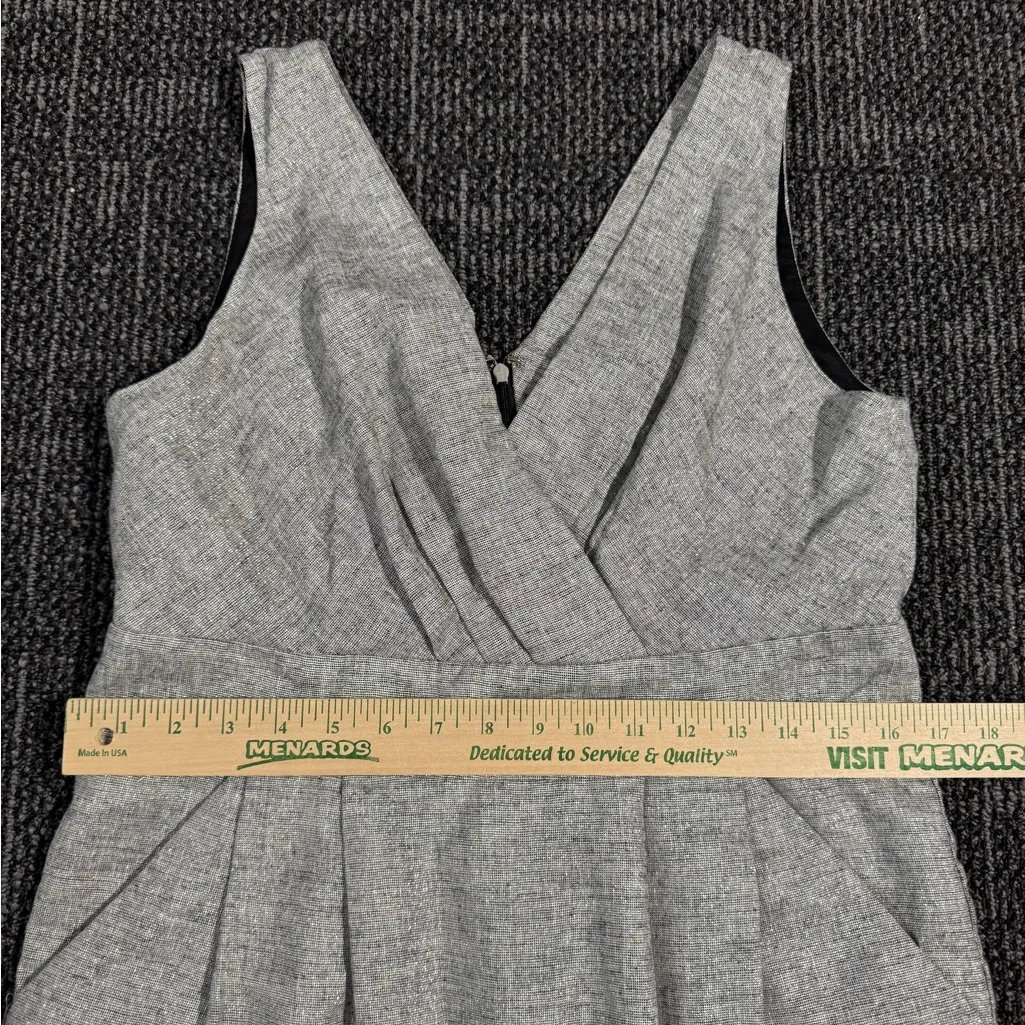 Ann Taylor Loft Dress Women's Size 10 Gray Linen Metallic Sheath Grecian Sparkly - Image 2