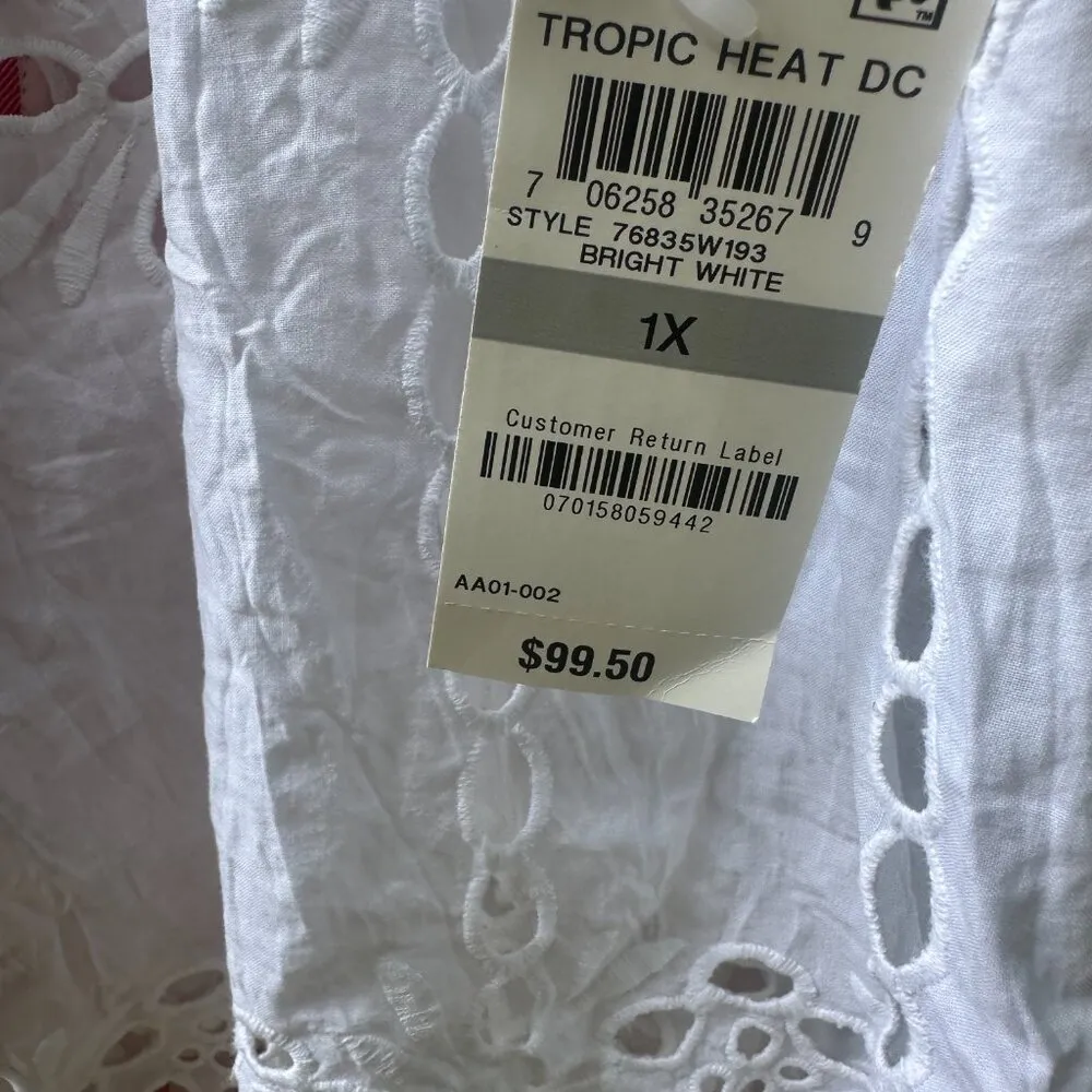 1X NWT INC Top White with eyelets perfect for summer beach vacations - Image 3