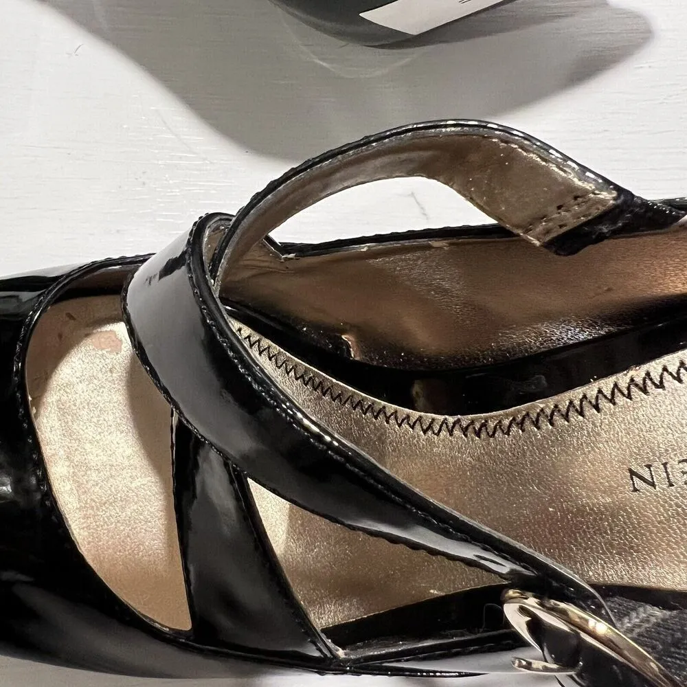 Anne Klein Black AkJules‎ Patent Leather Peep-Toe Heels Size 9M - Image 9