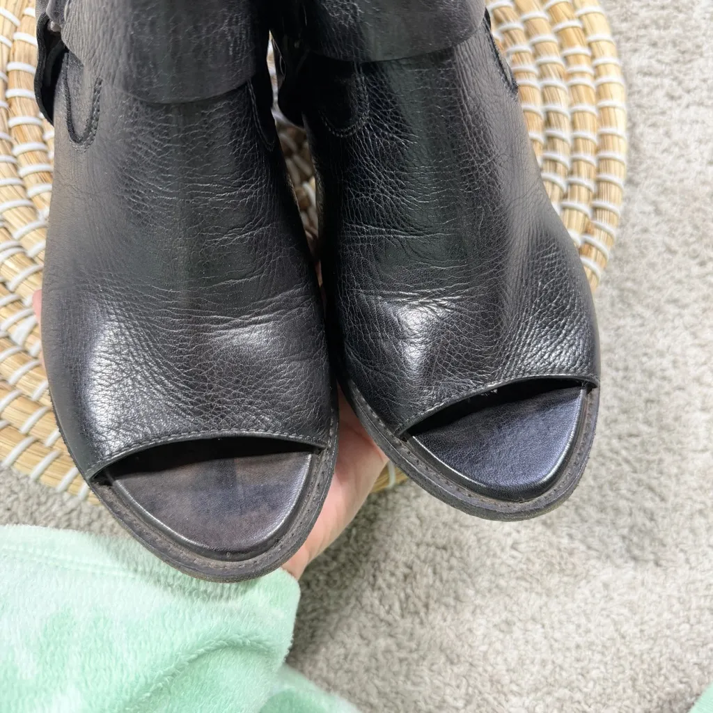 Frye Women’s Izzy Harness Slingback Booties Block Heeled in Black Leather 7.5B - Image 7