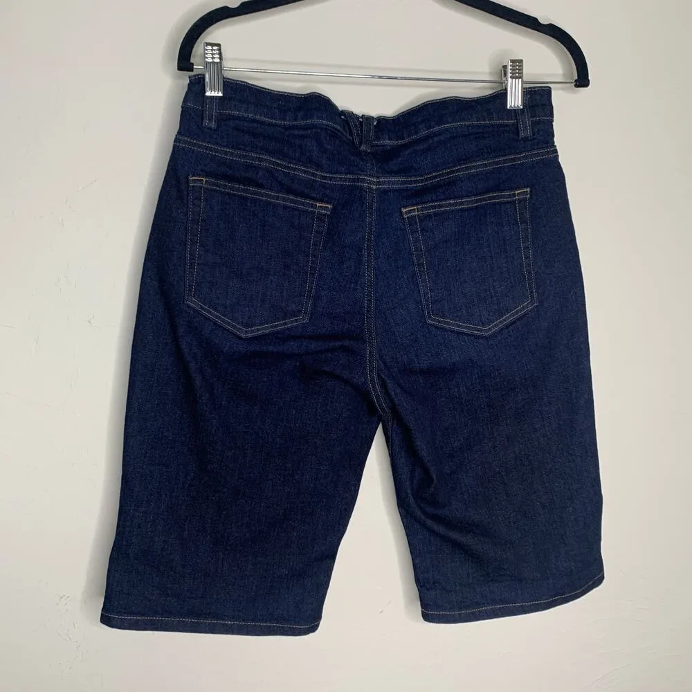 Duluth Trading Co Dark Denim Bermuda Shorts Sz 8 Blue - Image 2