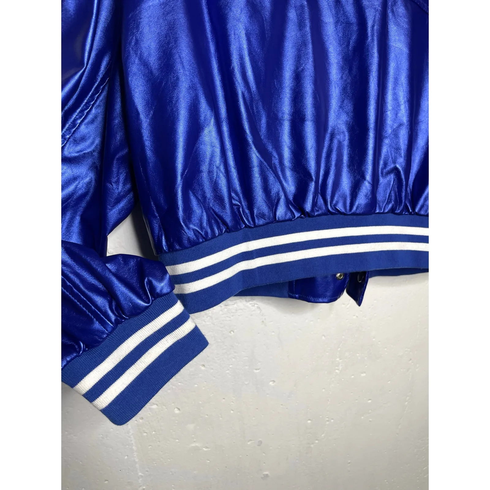 SHEIN CURVE 1XL Womens Blue Cropped Jacket Varsity Style - Image 6