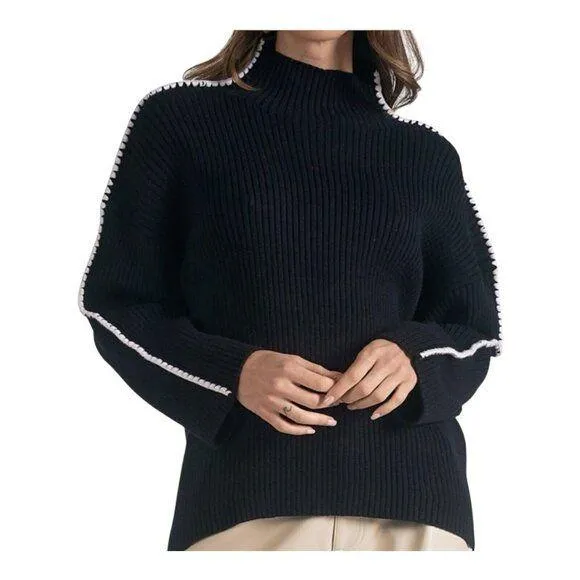 Elan Bree Black And White Women’s Sweater Mock Neck Size Large NWT - Image 1
