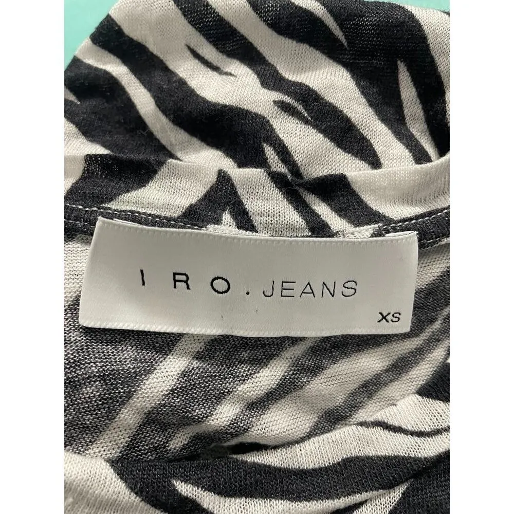 IRO Jeans Size XS Linen Shirt Top Blouse Short Sleeve Tunic Animal Print - Image 5