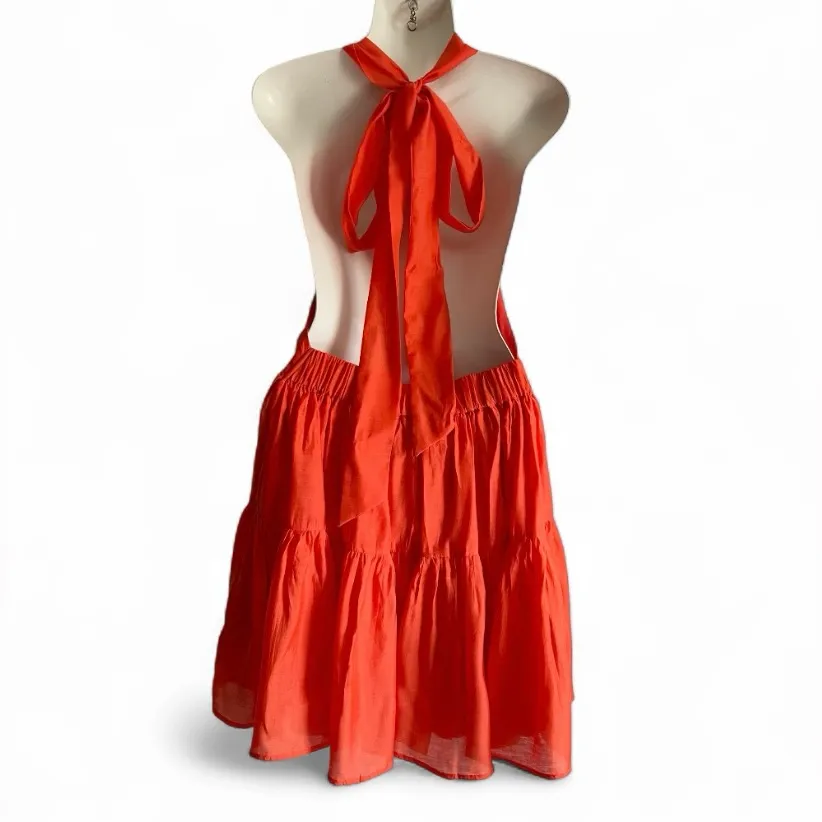 ASOS Vibrant Orange Halter Mini Dress - Image 6