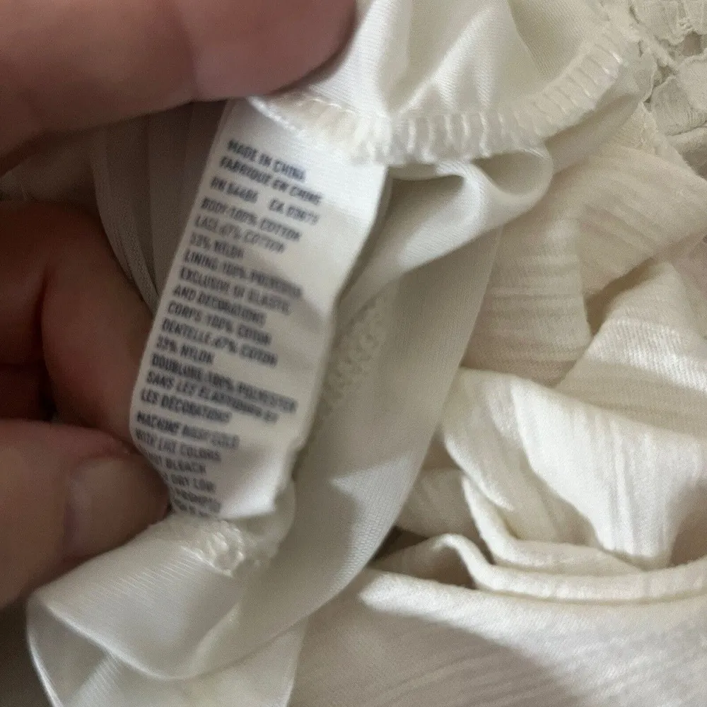 American Eagle Cream Lace Fit and Flare Dress XS Coquette Smocked Cottagecore - Image 9