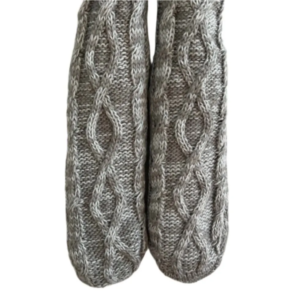 Jane And Bleecker Sherpa Fleece Lined Cable Knit Slipper Socks NWOT NAVY/Gray - Image 3