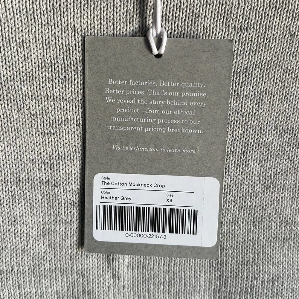 NEW Everlane The Cotton Mockneck Crop sweater heather gray - Image 5