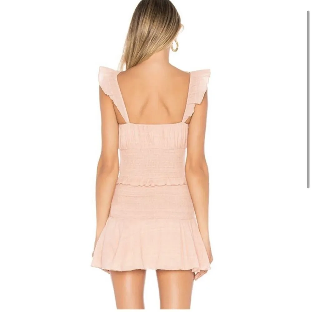 Tularosa Janine revolve blush pink smocked mini dress sz M - Image 2