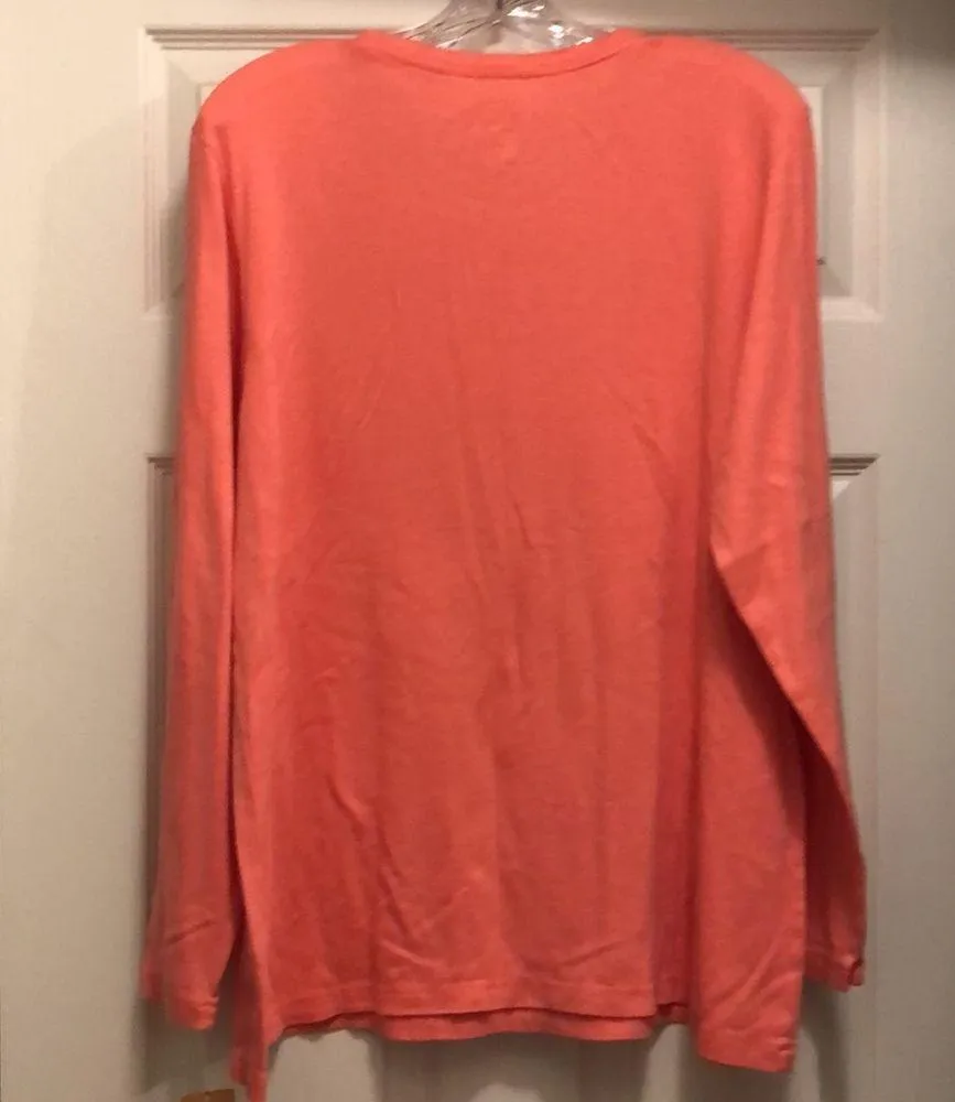 NWT Sonoma Coral Long Sleeve Aztec Tribal Print Tee 2X - Image 4