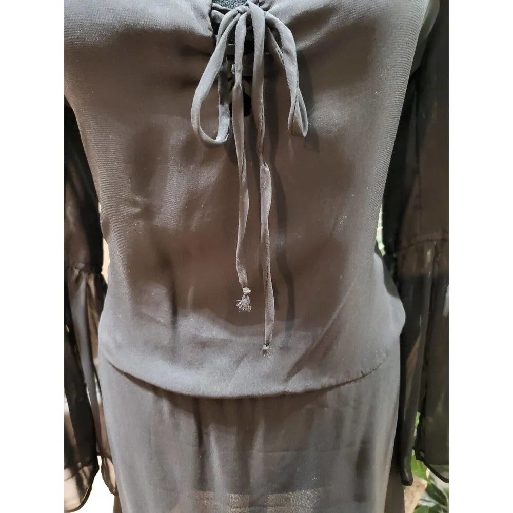 Lucy Love Women's Black Polyester Beach Coverup Knee Length Dress Size M - Image 3