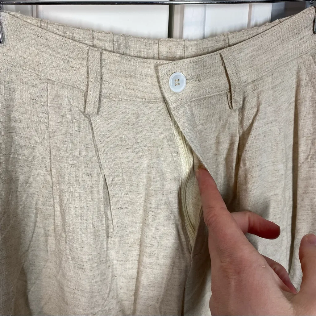 Sundays khaki hemp‎ cotton cropped wide leg trouser pant size small coastal - Image 2