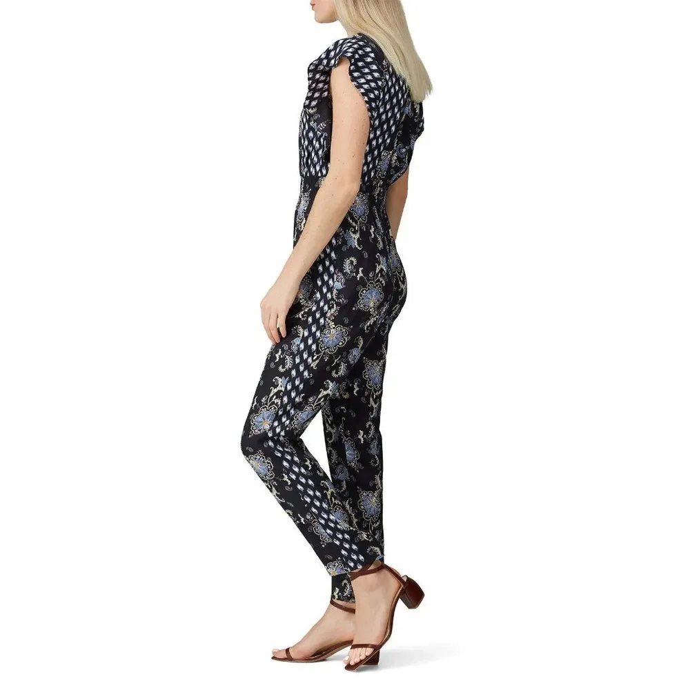 Rebecca Taylor Paisley Printed Jumpsuit in Black 12 Womens Floral Dressy Outfit - Image 13