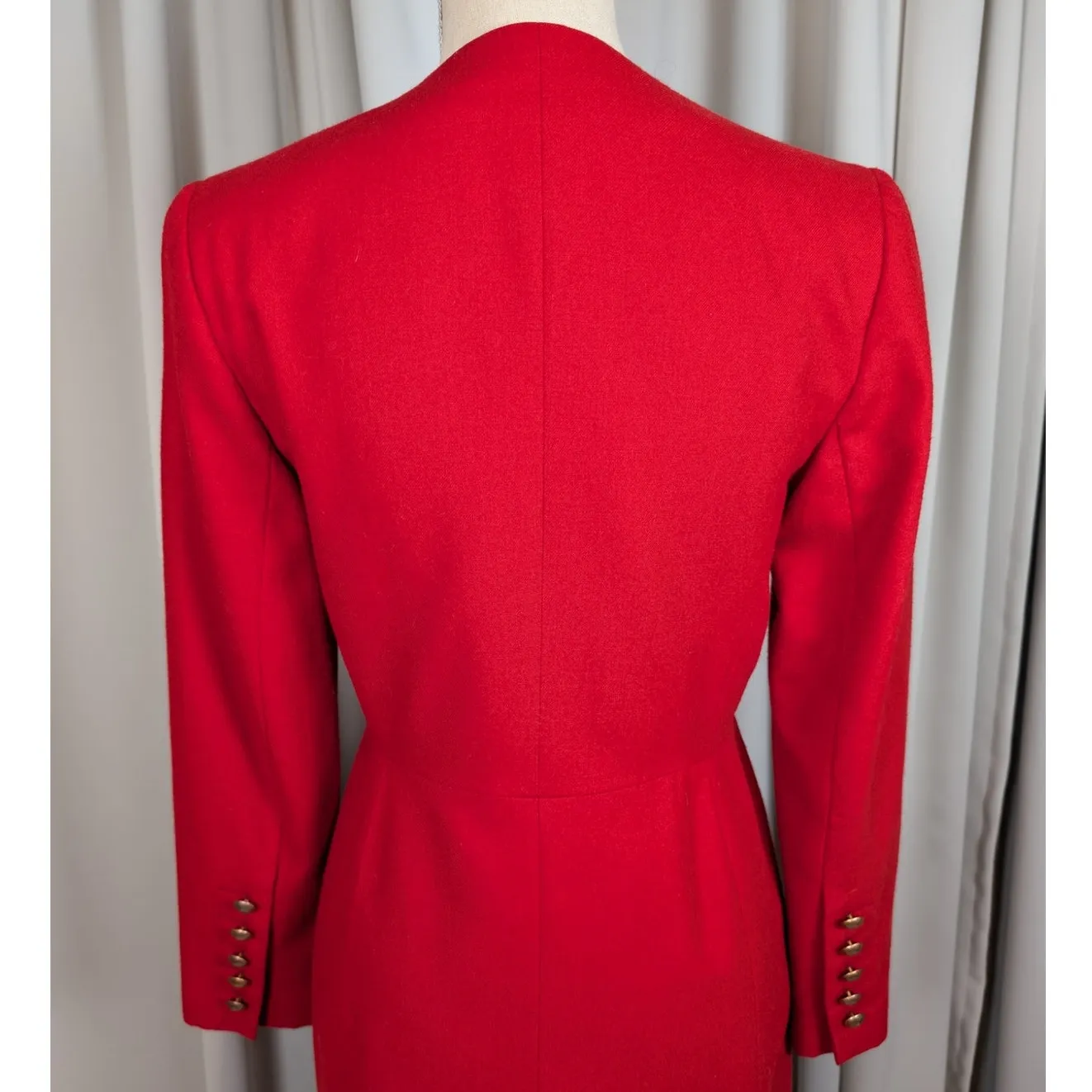 Vintage Harve Bernard by Bernard Holtzman Wool Overcoat Red with Gold Buttons XS - Image 12