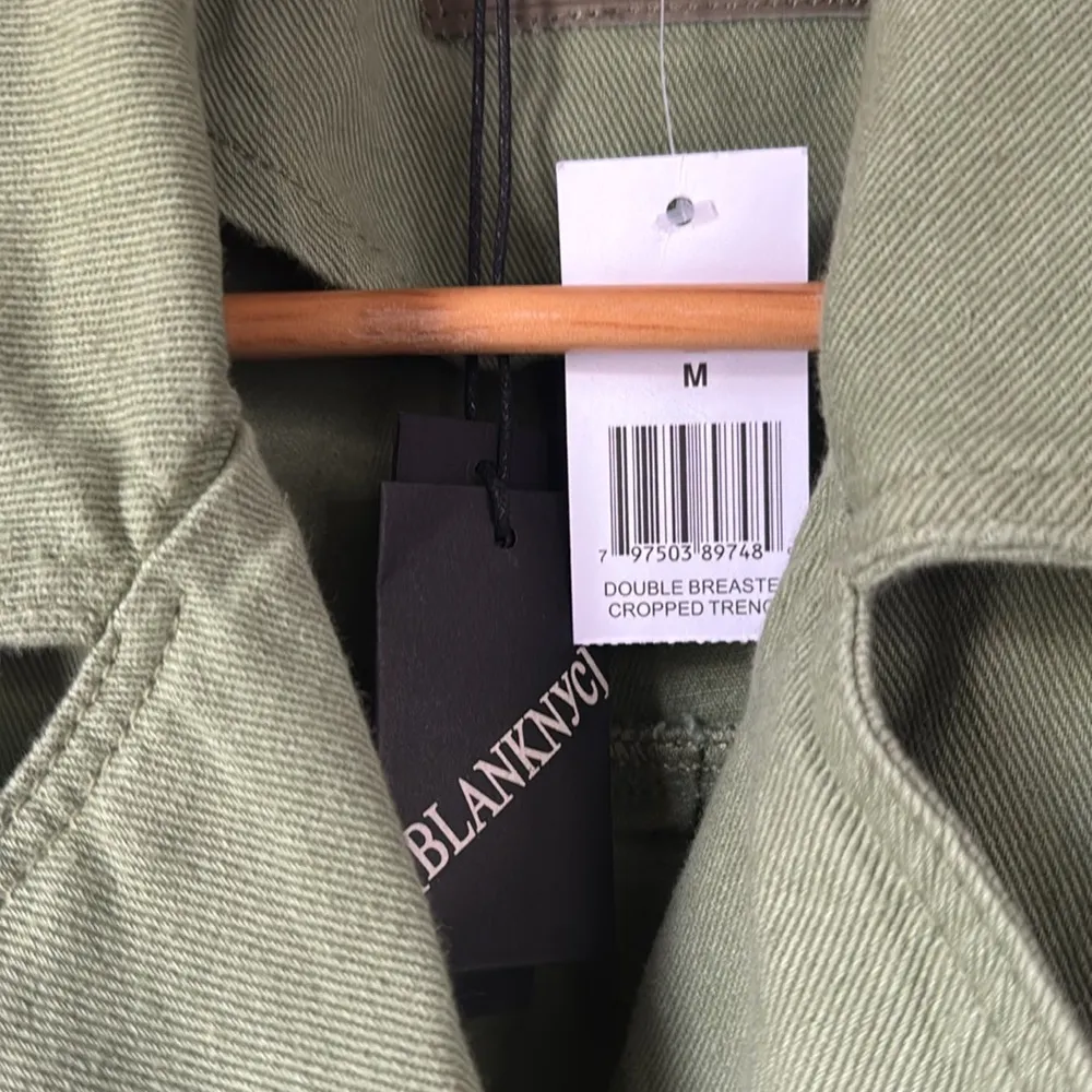 Blank NYC jacket Green Double-Breasted cropped trench medium NEW moto - Image 2