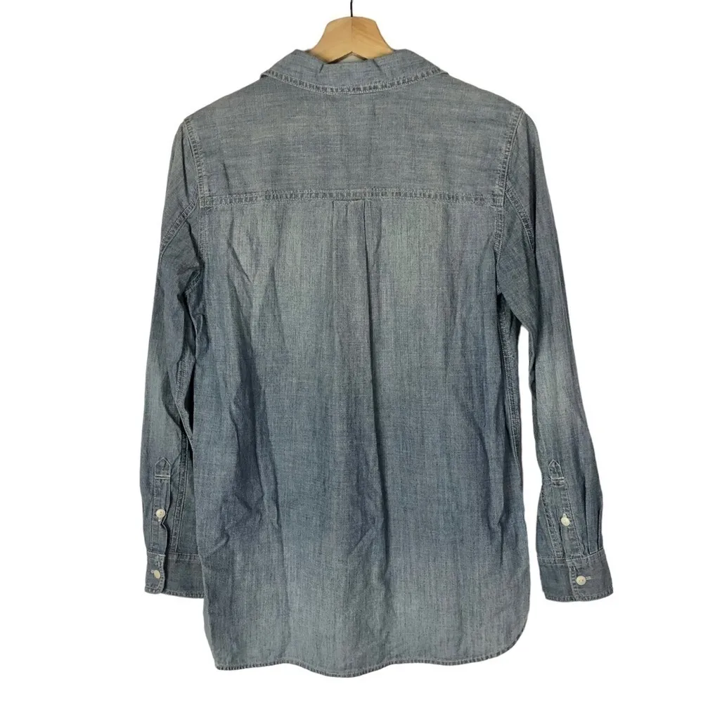 Madewell Classic Ex-Boyfriend Blue Chambray Long Sleeve Button Down S - Image 5
