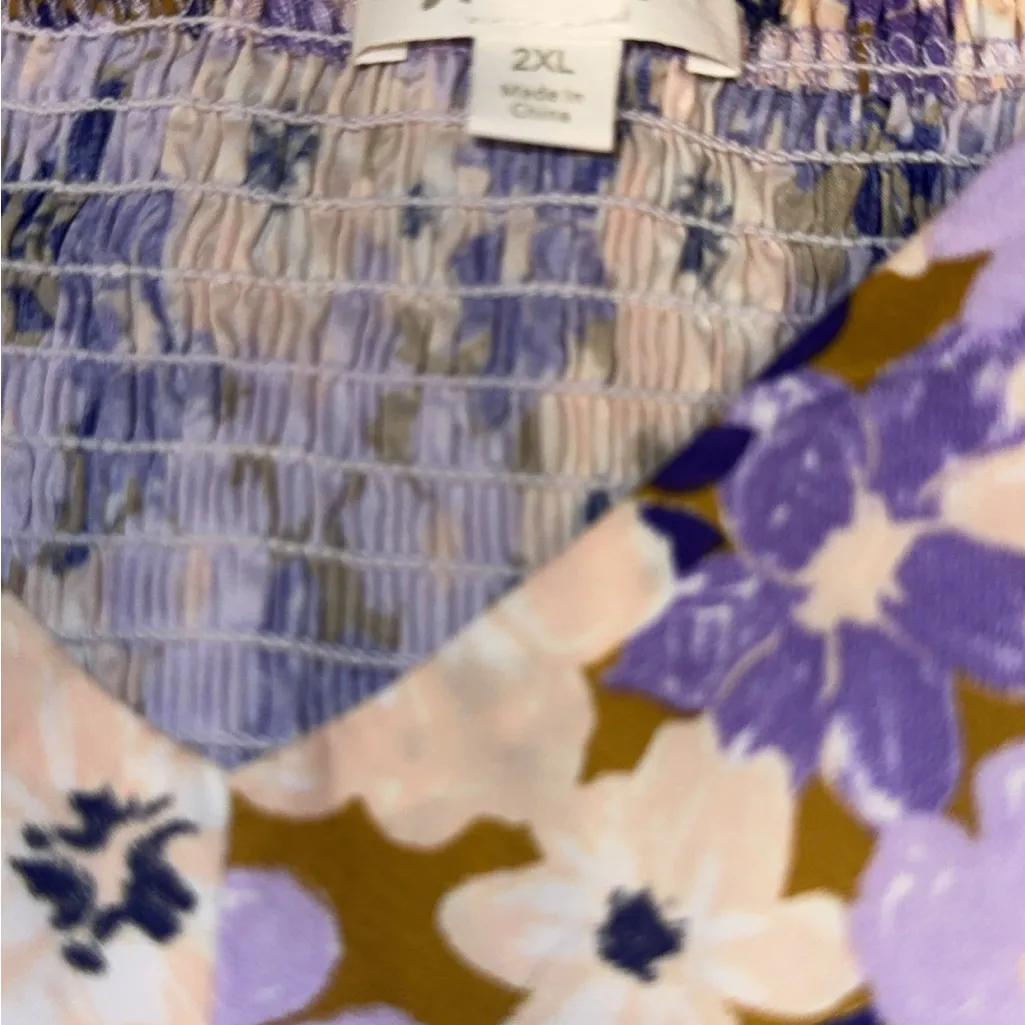 ODDY Purple and White Floral Blouse Size XXL - Image 5