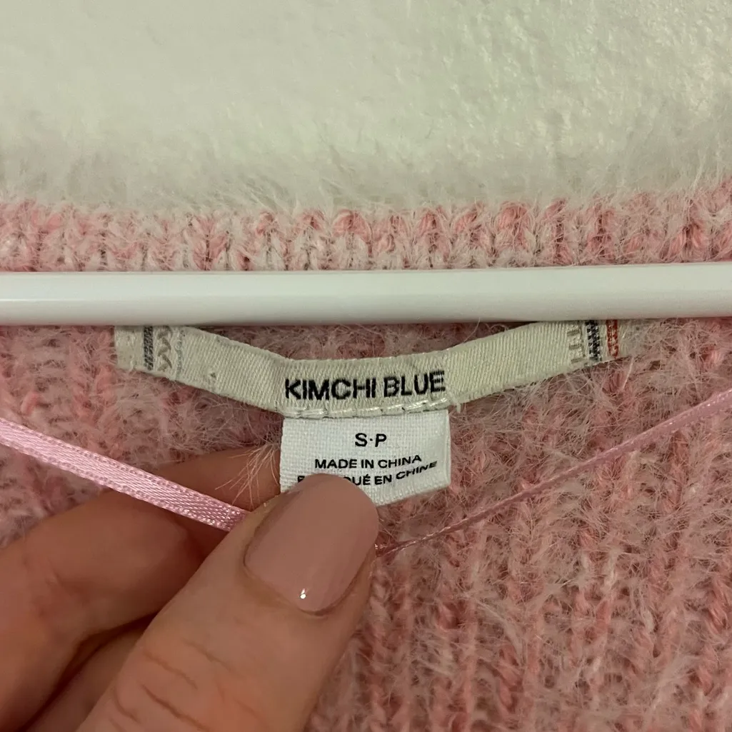 Urban Outfitters Kimchi Blue Pink Priscilla V-Neck Fuzzy Sweater - Image 3