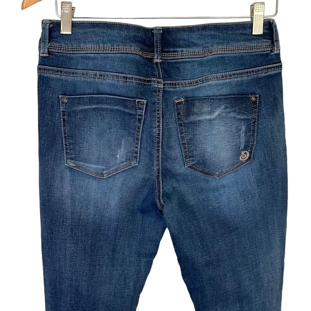 Indigo Rein Distressed Skinny Jeans Stretch Size 11 Juniors Medium Rinse Cropped - Image 6