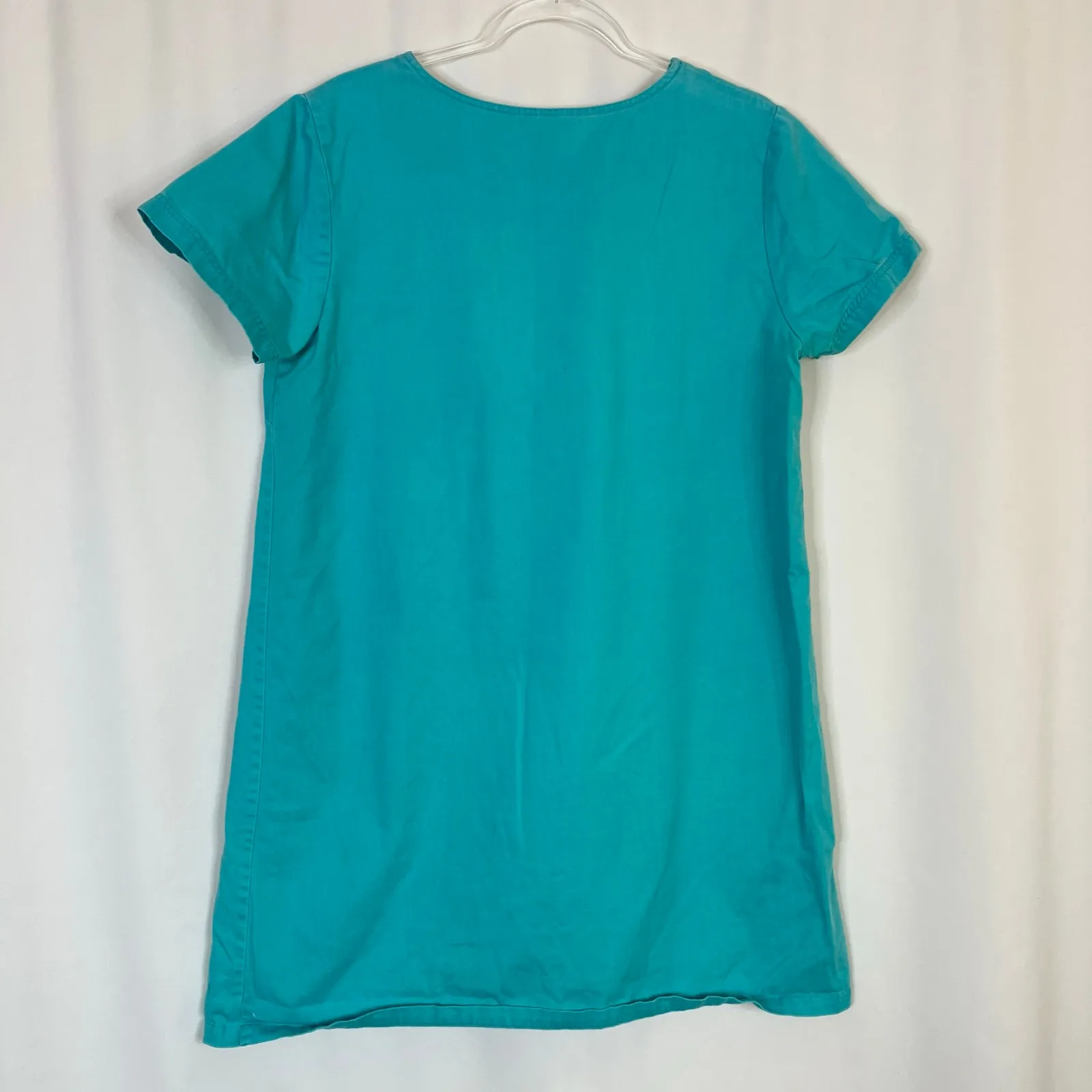 Blue J. Teal Blue Cotton Dress Seashell Casual Beach Vintage Short Sleeve Large - Image 6