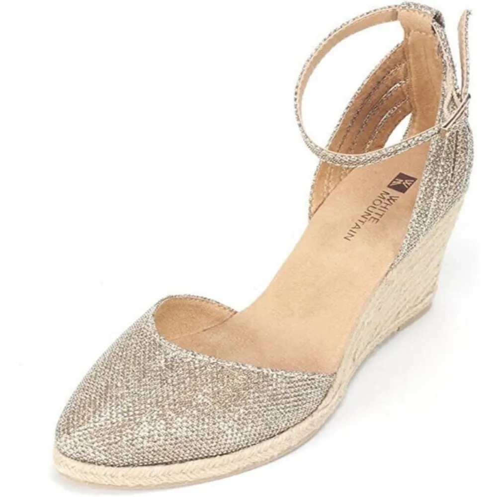 White Mountain Cisco Espadrille wedge Sandal size 9 very sparkly gold new - Image 2