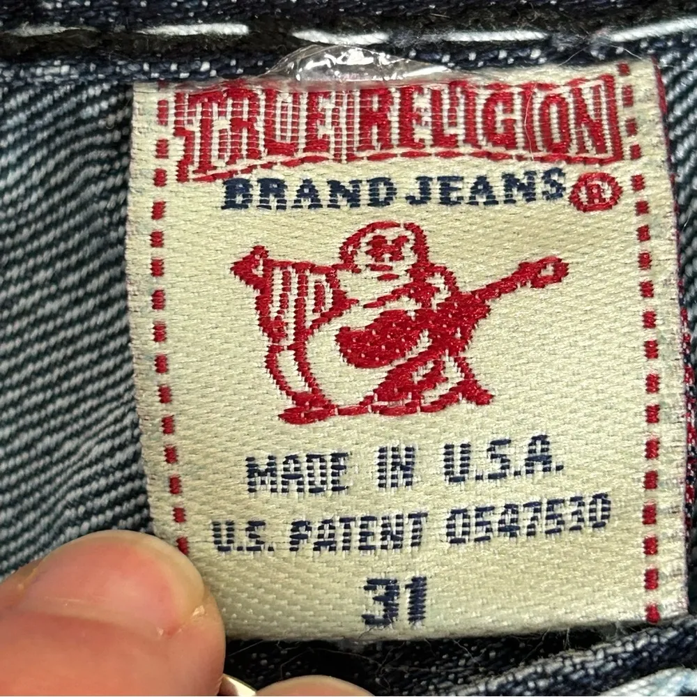 True Religion | Rainbow Billy Dark Pipeline Low Rise Denim Jeans Size 31 - Image 4