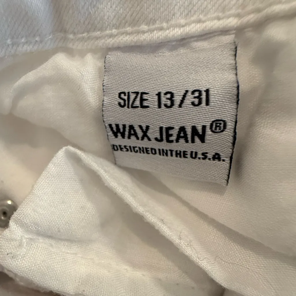 Wax Jeans White Wash Distressed Denim Butt I Love You Fit, Women’s 13 / 31 - Image 5