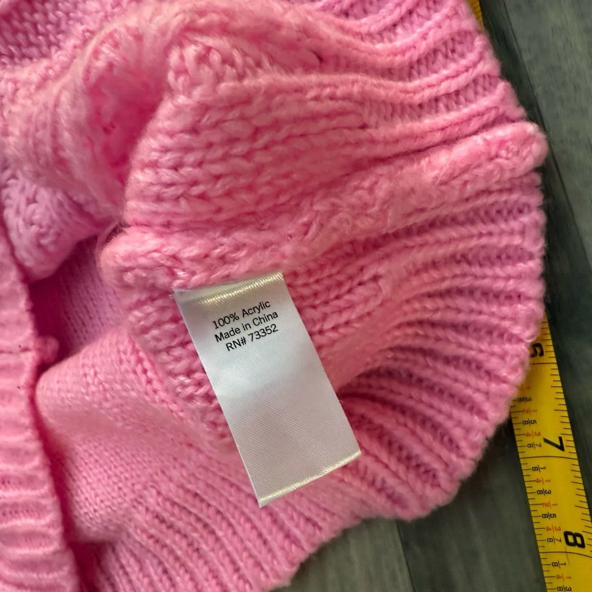 Hot pink cable knit mock neck sweater - Image 5